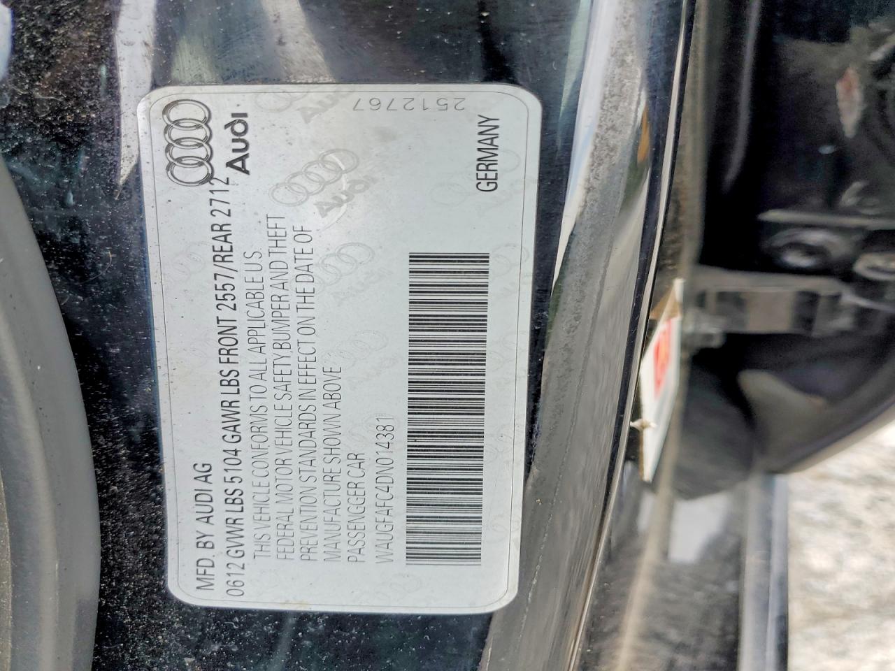 WAUGFAFC4DN014381 · 2013 AUDI A6 · 12/12