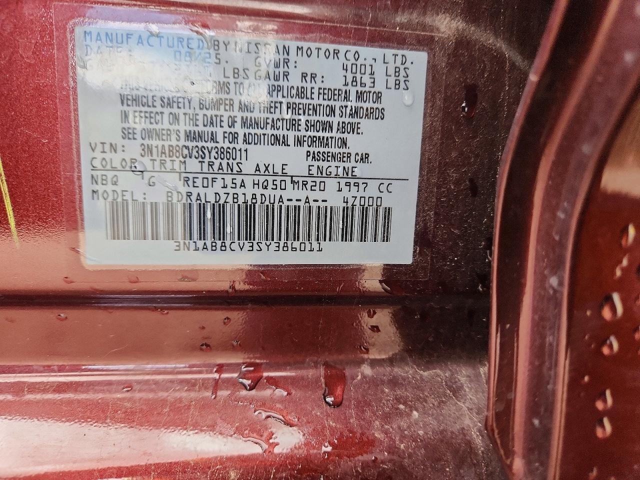 3N1AB8CV3SY386011 · 2025 NISSAN SENTRA · 12/12