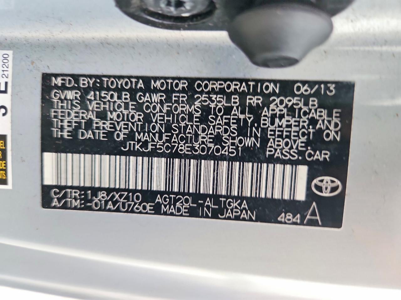 JTKJF5C78E3070451 · 2014 SCION TC · 12/12