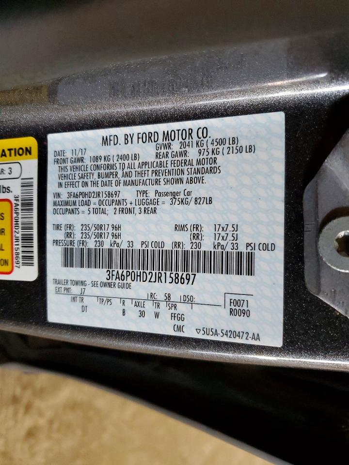 3FA6P0HD2JR158697 · 2018 FORD FUSION · 12/12
