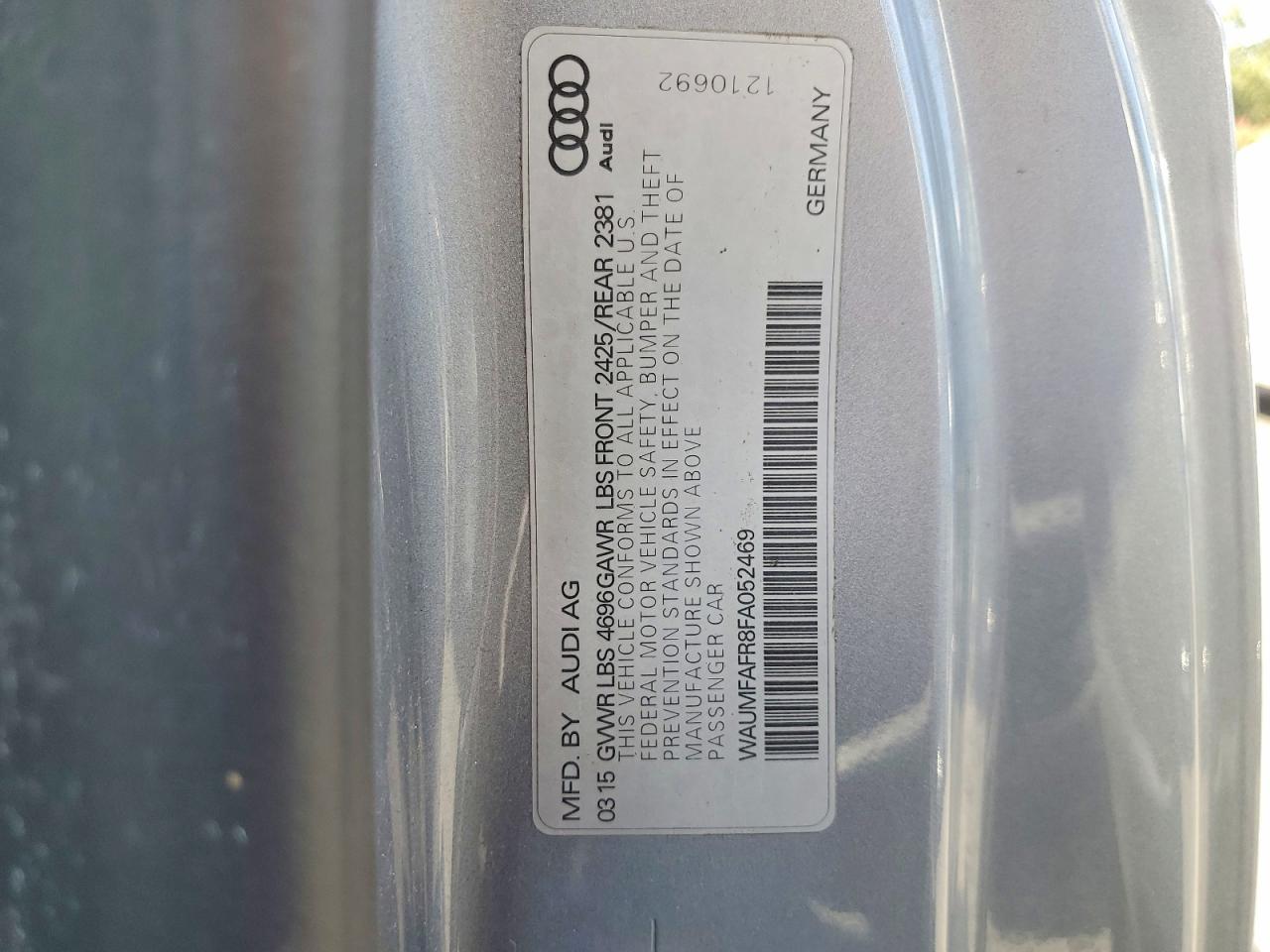 WAUMFAFR8FA052469 · 2015 AUDI A5 · 12/12