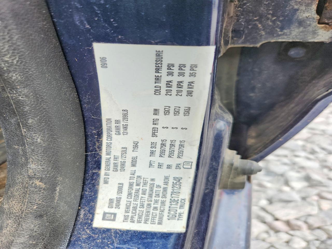 1GCDT13E178123548 · 2007 CHEVROLET COLORADO · 12/12
