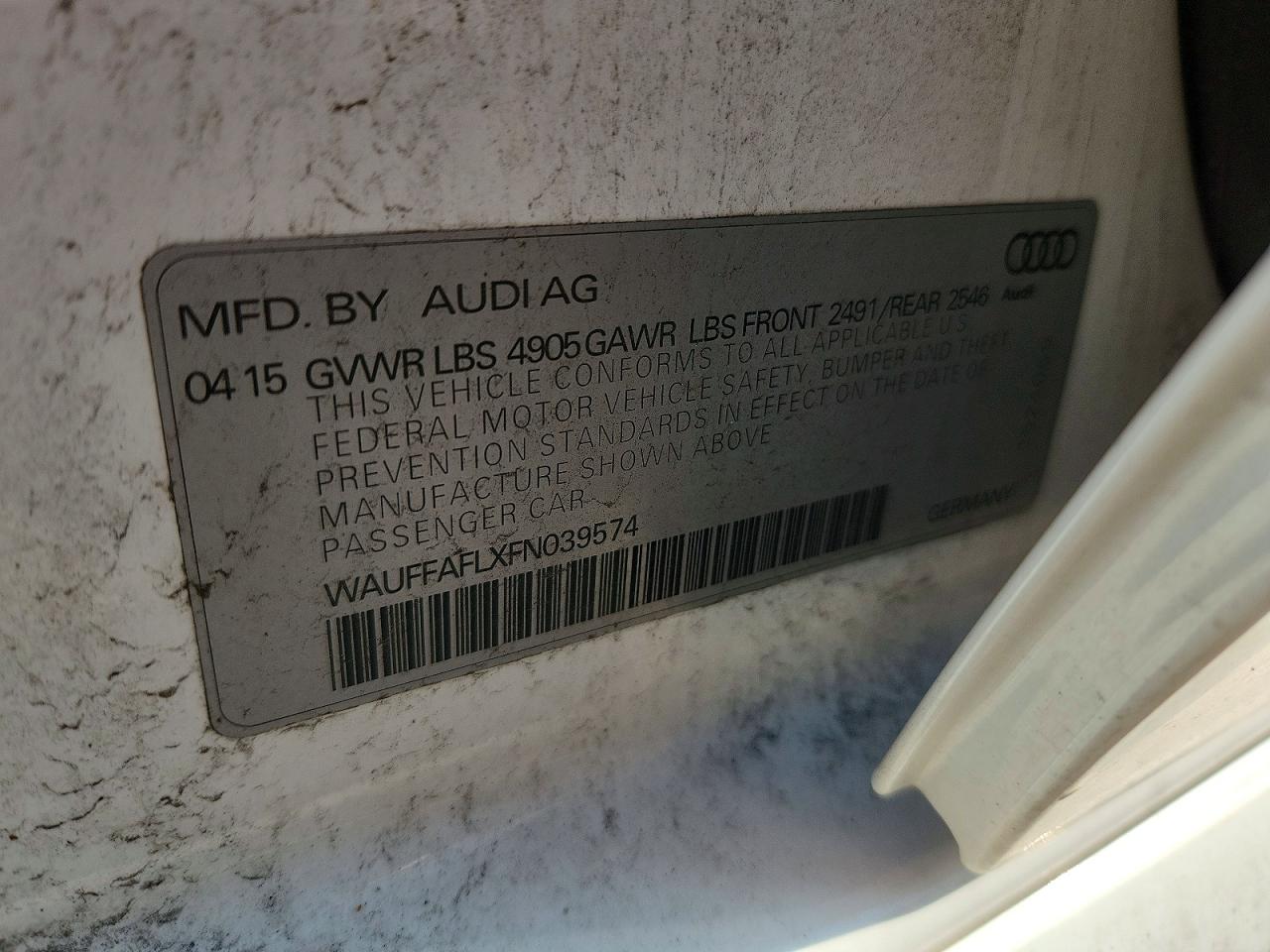 WAUFFAFLXFN039574 · 2015 AUDI A4 · 12/12