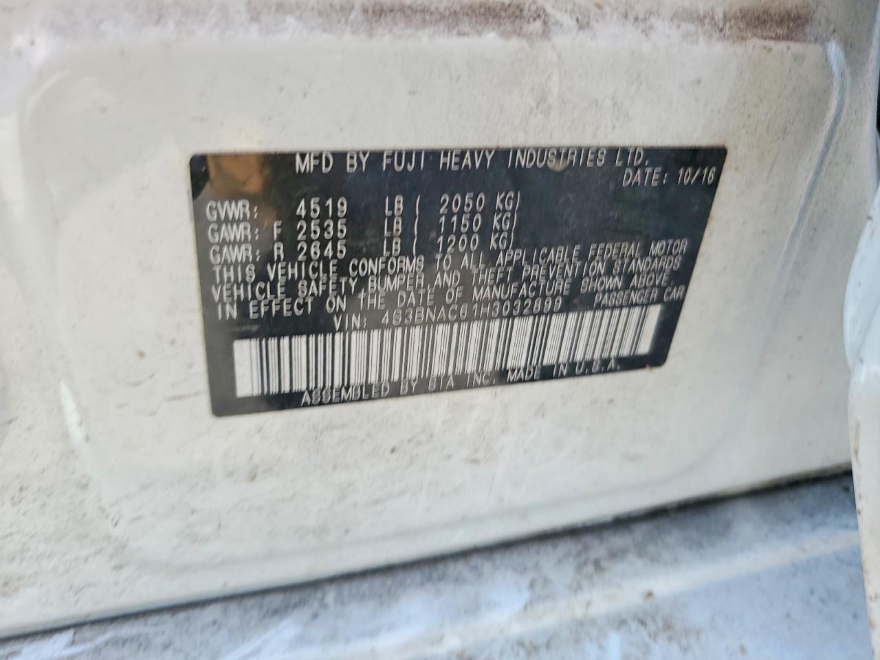 4S3BNAC61H3032899 · 2017 SUBARU LEGACY · 12/12