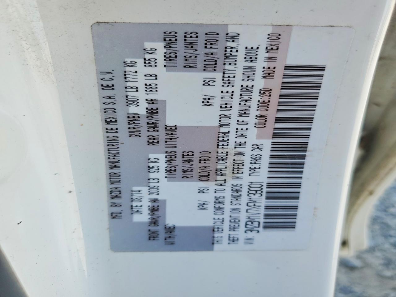 3MZBM1V7XFM139001 · 2015 MAZDA 3 · 12/12