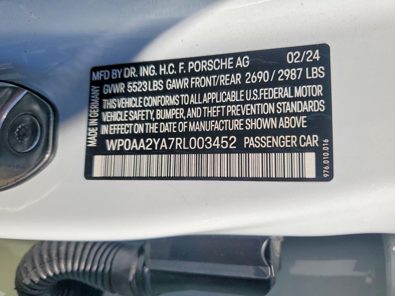 WP0AA2YA7RL003452 · 2024 PORSCHE PANAMERA · 12/12