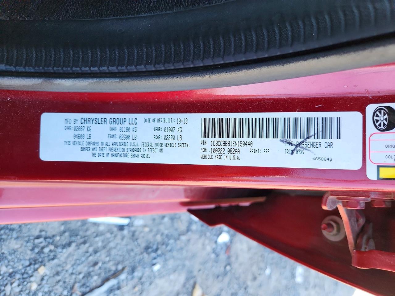 1C3CCBBB1EN150440 · 2014 CHRYSLER 200 · 12/12
