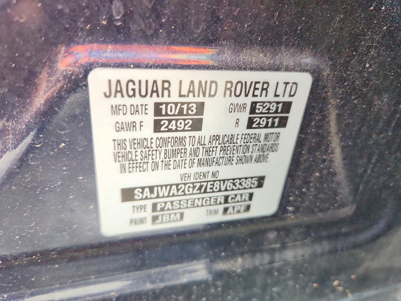 SAJWA2GZ7E8V63385 · 2014 JAGUAR XJL · 12/12
