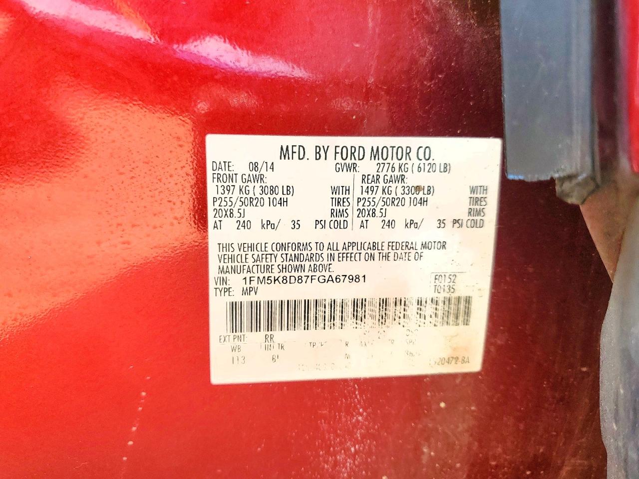 1FM5K8D87FGA67981 · 2015 FORD EXPLORER · 12/12