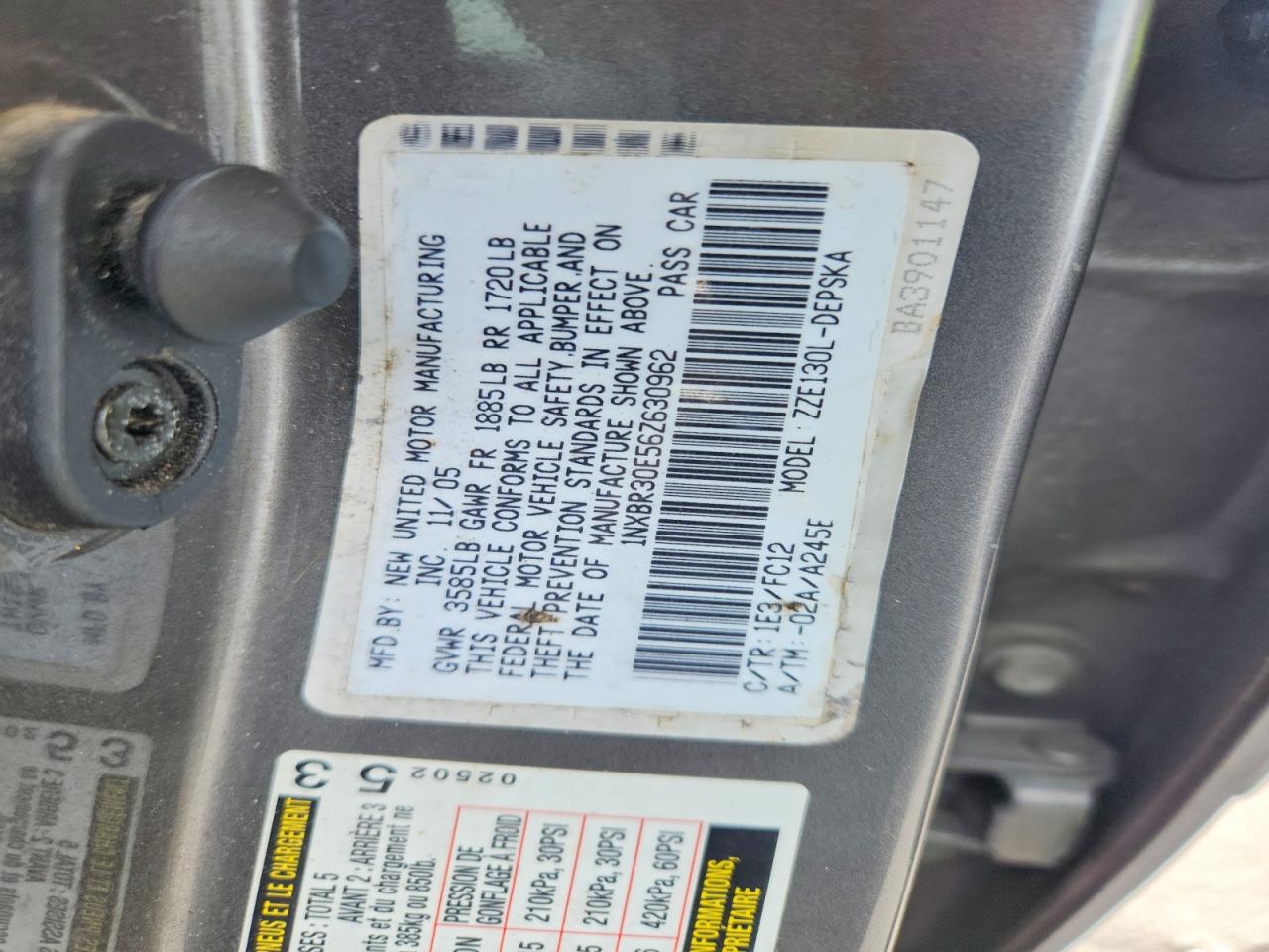 1NXBR30E56Z630962 · 2006 TOYOTA COROLLA · 12/12