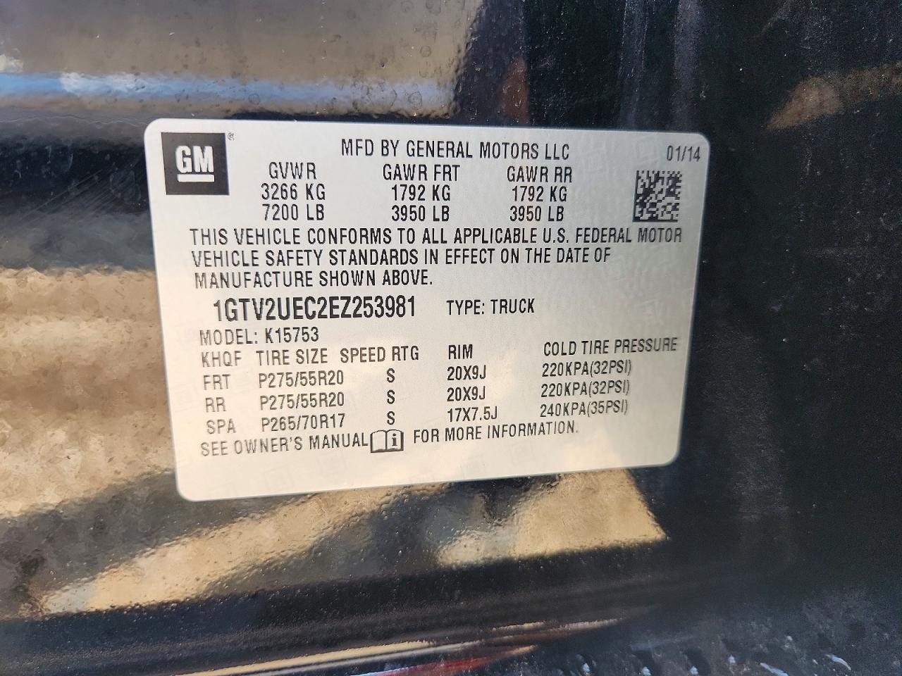 1GTV2UEC2EZ253981 · 2014 GMC SIERRA · 12/12