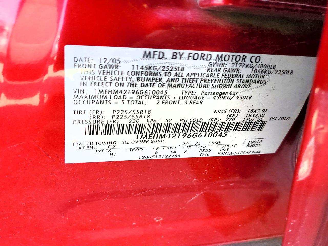 1MEHM42196G610045 · 2006 MERCURY MONTEGO · 12/12