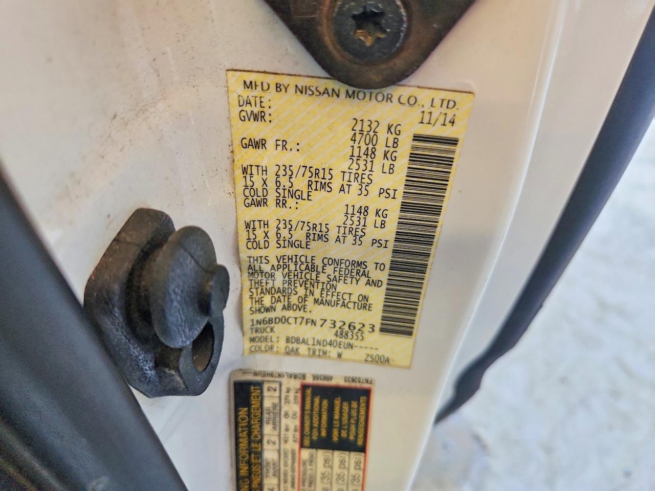 1N6BD0CT7FN732623 · 2015 NISSAN FRONTIER · 12/12