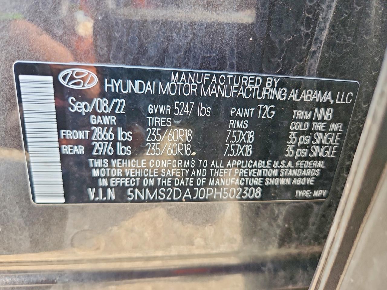 5NMS2DAJ0PH502308 · 2023 HYUNDAI SANTA FE · 12/12