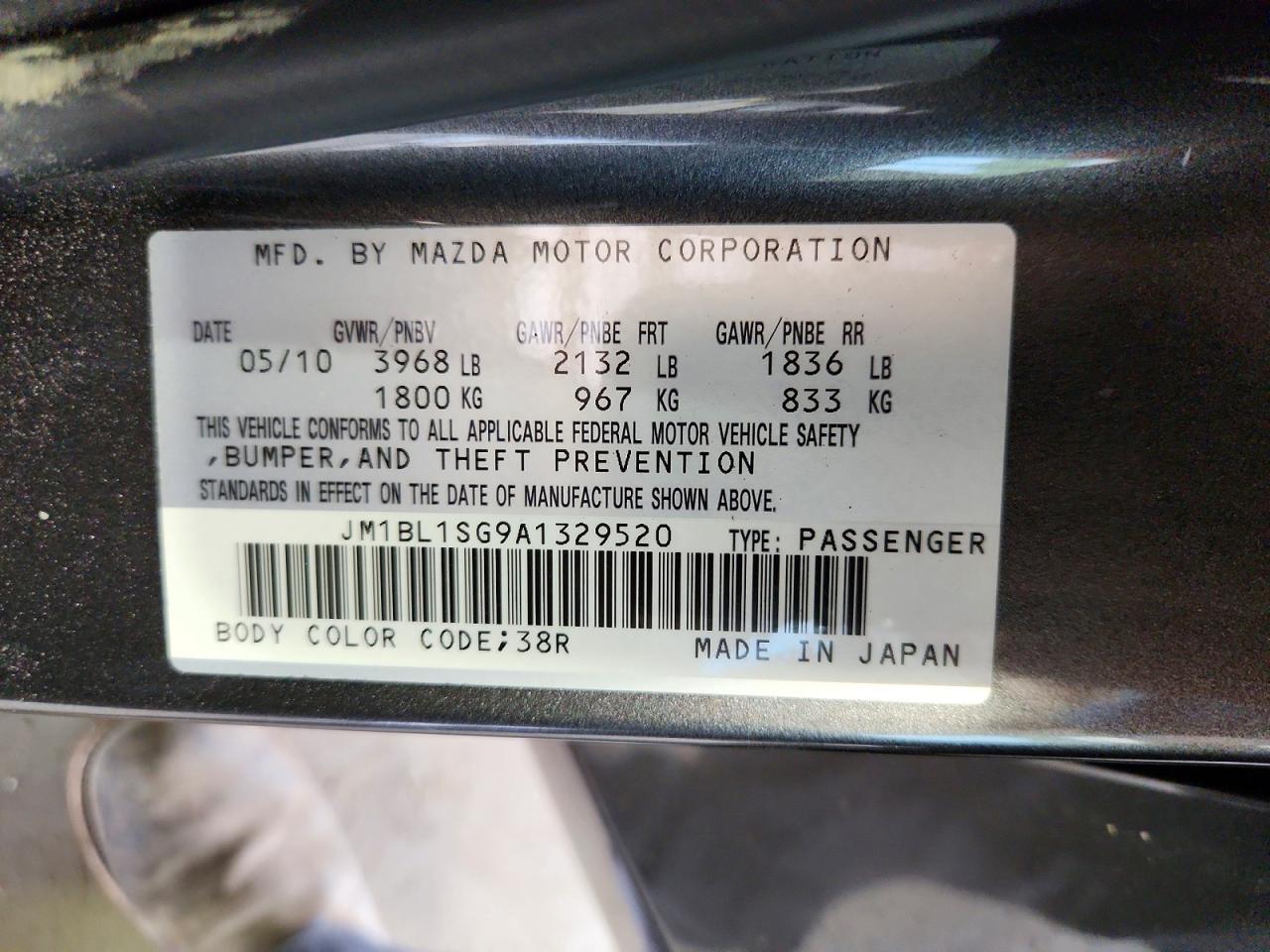 JM1BL1SG9A1329520 · 2010 MAZDA 3 · 12/12