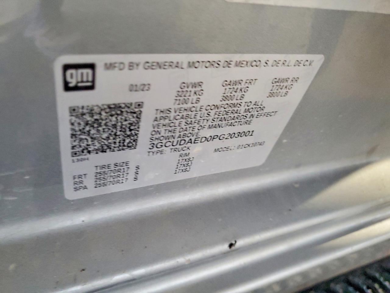 3GCUDAED0PG203001 · 2023 CHEVROLET SILVERADO · 12/12