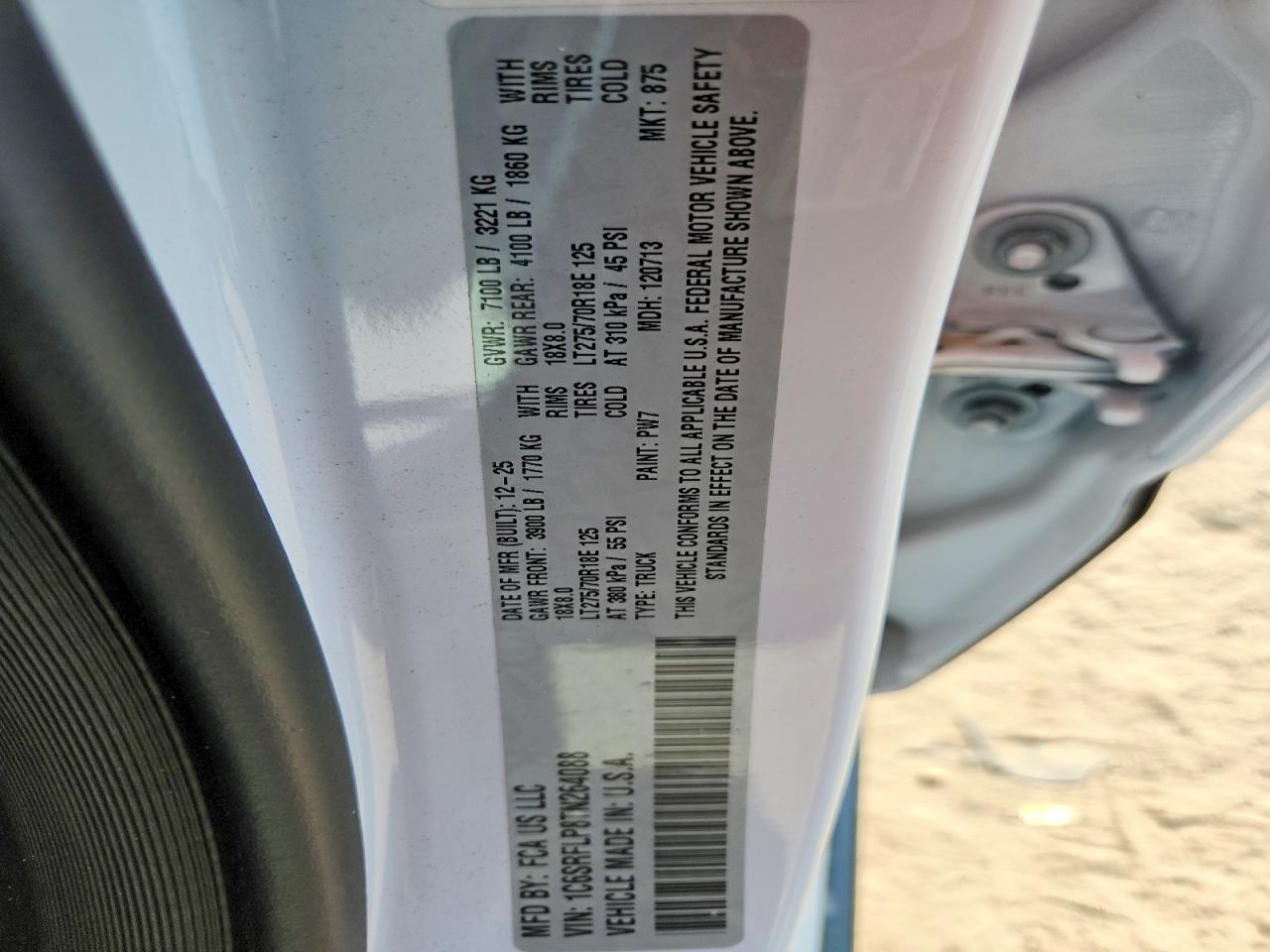 1C6SRFLP8TN264088 · 2026 RAM 1500 · 12/12