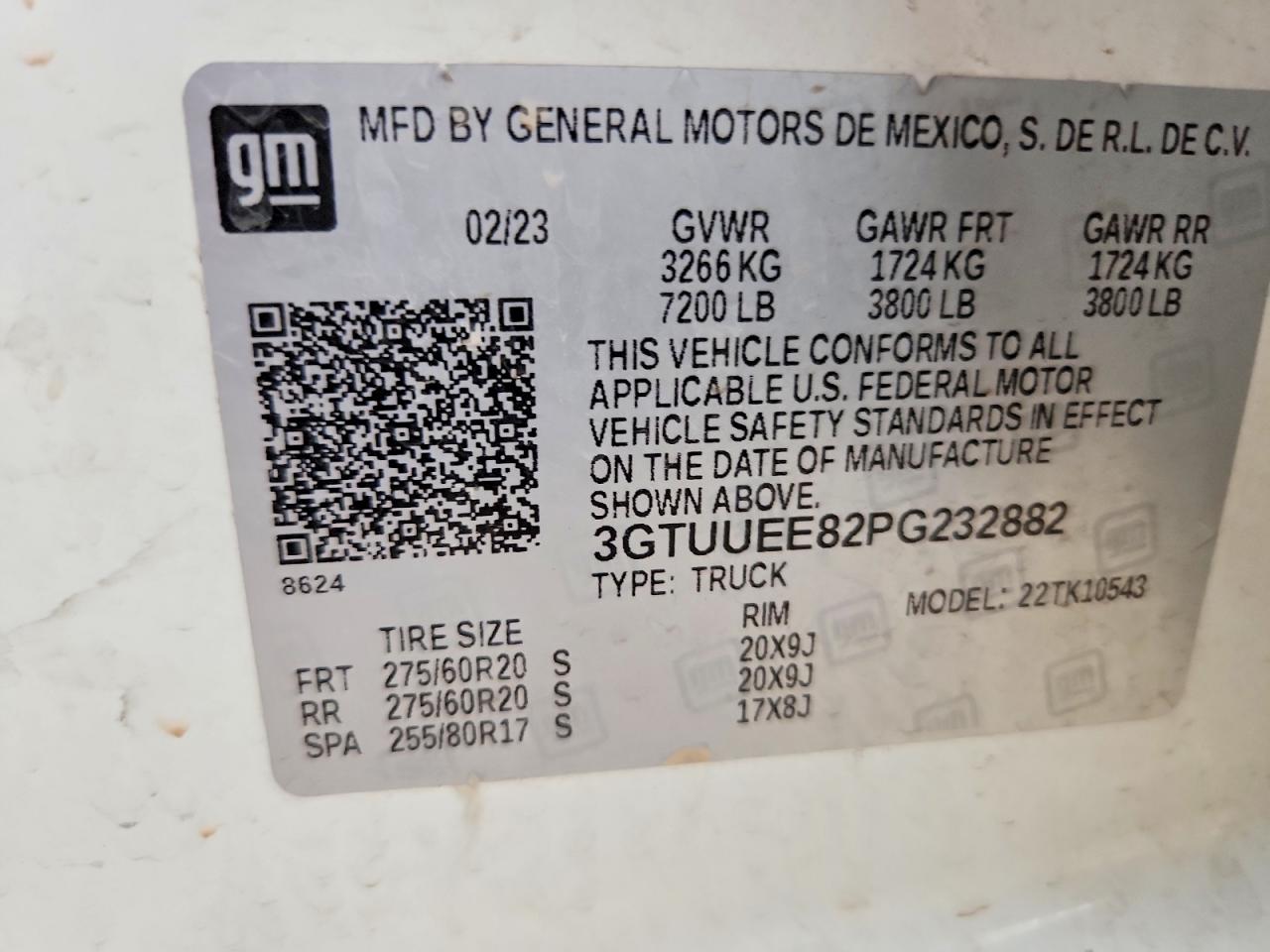 3GTUUEE82PG232882 · 2023 GMC SIERRA · 12/12