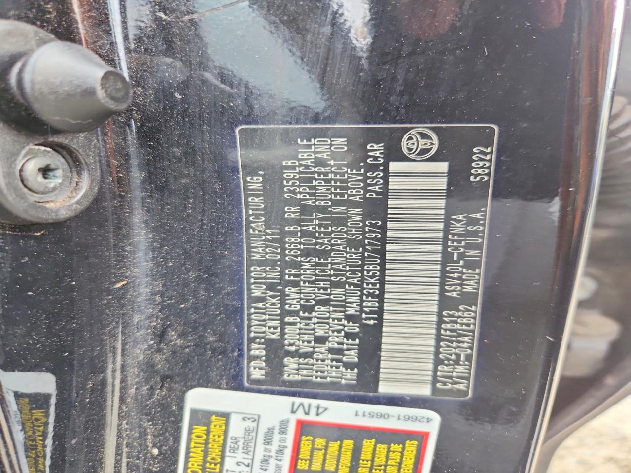 4T1BF3EK5BU717973 · 2011 TOYOTA CAMRY · 12/12