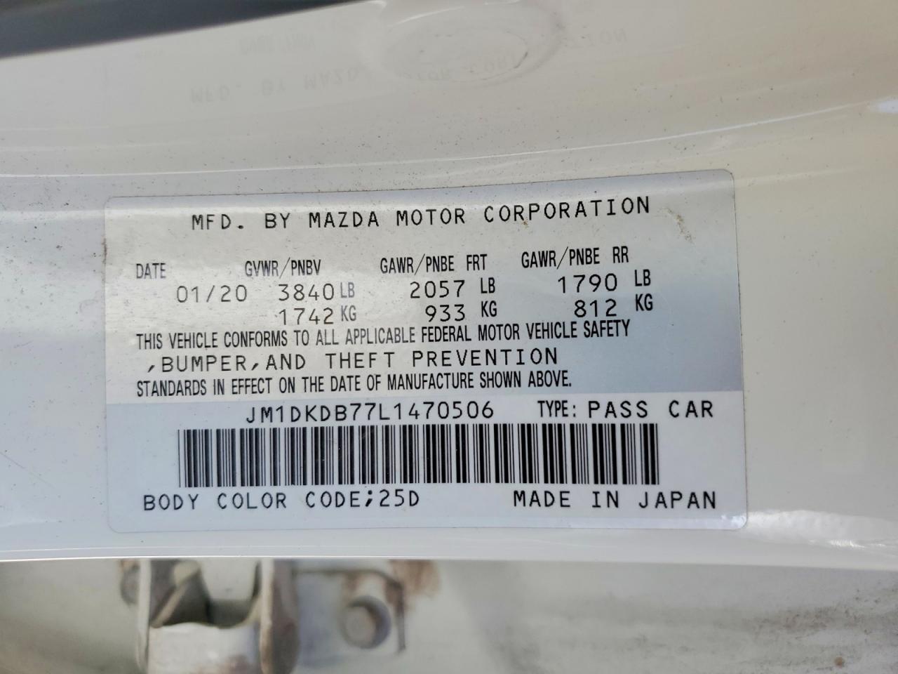 JM1DKDB77L1470506 · 2020 MAZDA CX-3 · 12/12