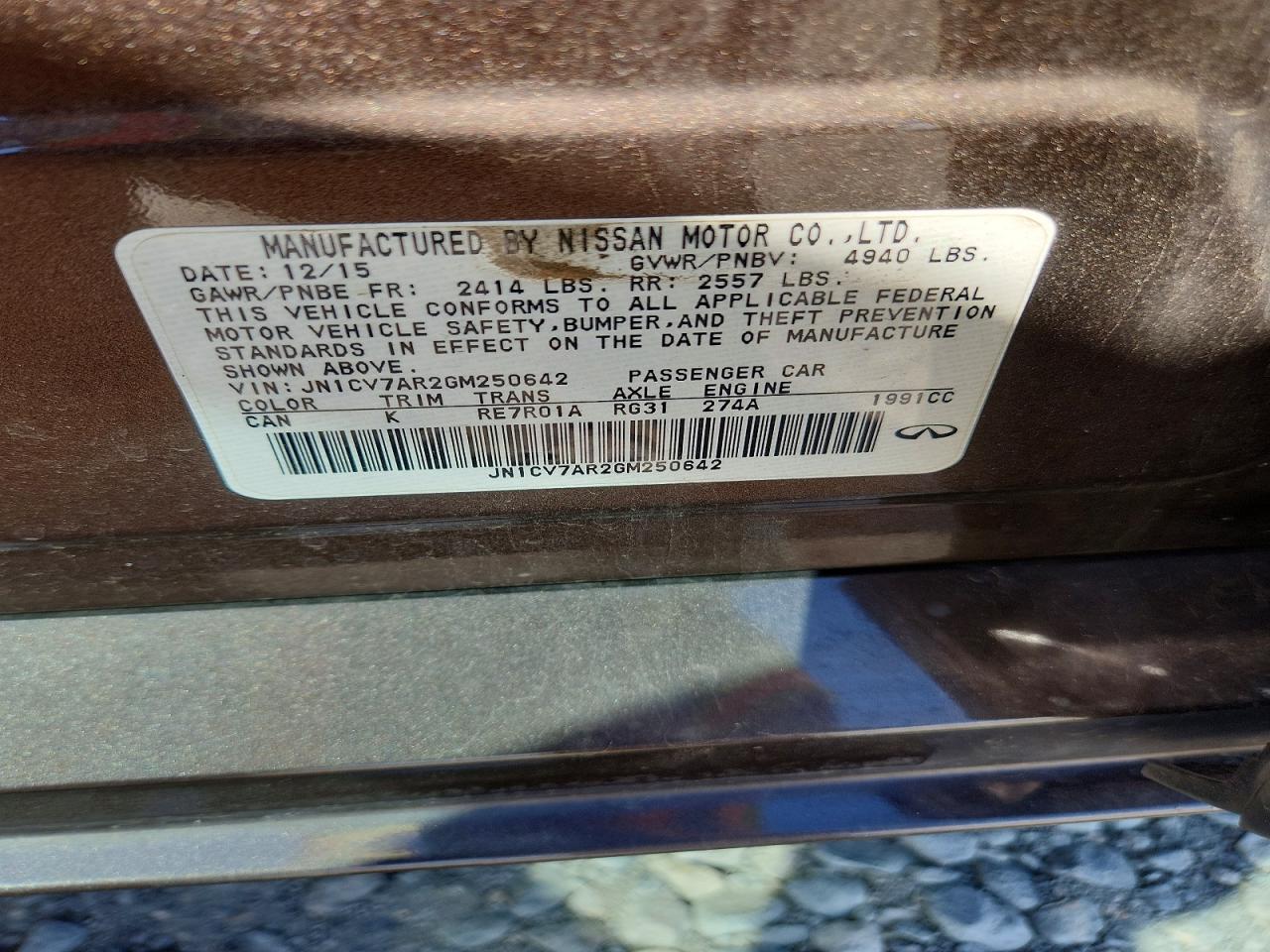 JN1CV7AR2GM250642 · 2016 INFINITI Q50 · 12/12