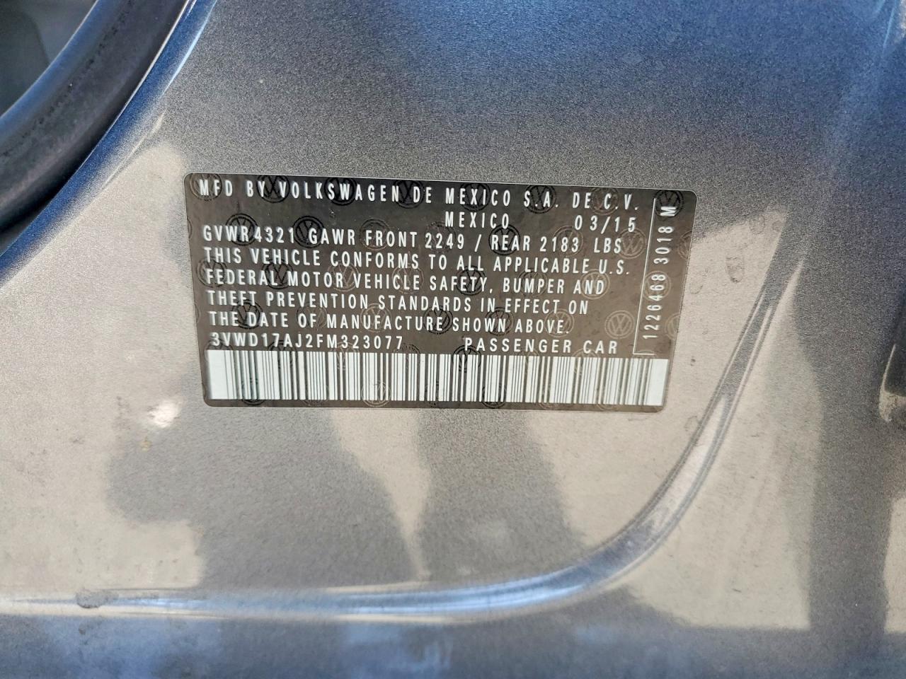 3VWD17AJ2FM323077 · 2015 VOLKSWAGEN JETTA · 12/12