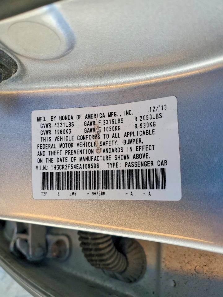 1HGCR2F54EA109596 · 2014 HONDA ACCORD · 12/12