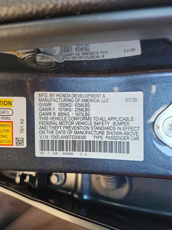 19XFL4H90TE008395 · 2026 HONDA CIVIC · 12/12