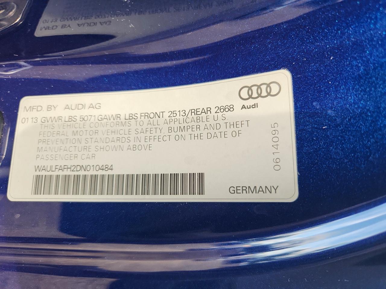 WAULFAFH2DN010484 · 2013 AUDI A5 · 12/12