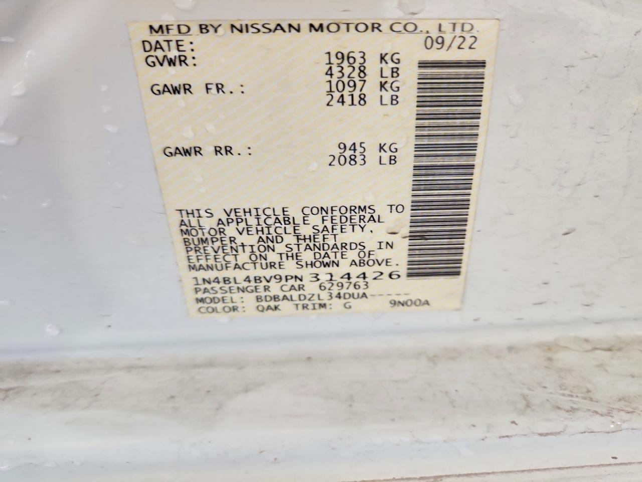 1N4BL4BV9PN314426 · 2023 NISSAN ALTIMA · 11/11