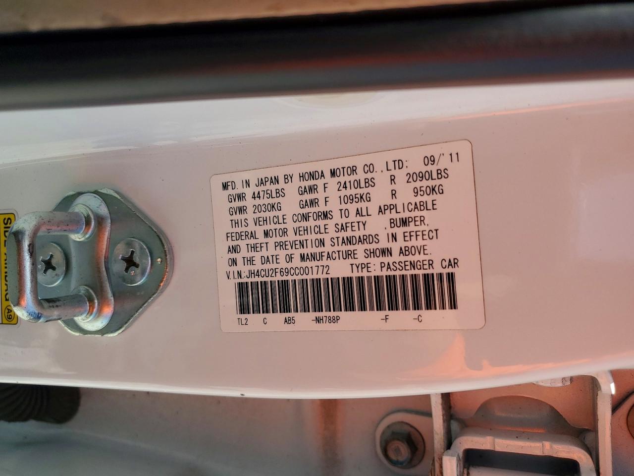 JH4CU2F69CC001772 · 2012 ACURA TSX · 12/12