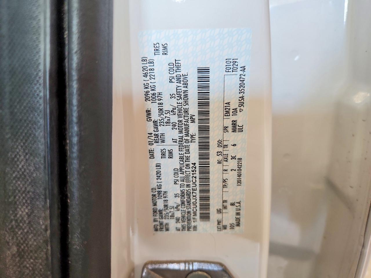 1FMCU0JX7EUC21524 · 2014 FORD ESCAPE · 12/12
