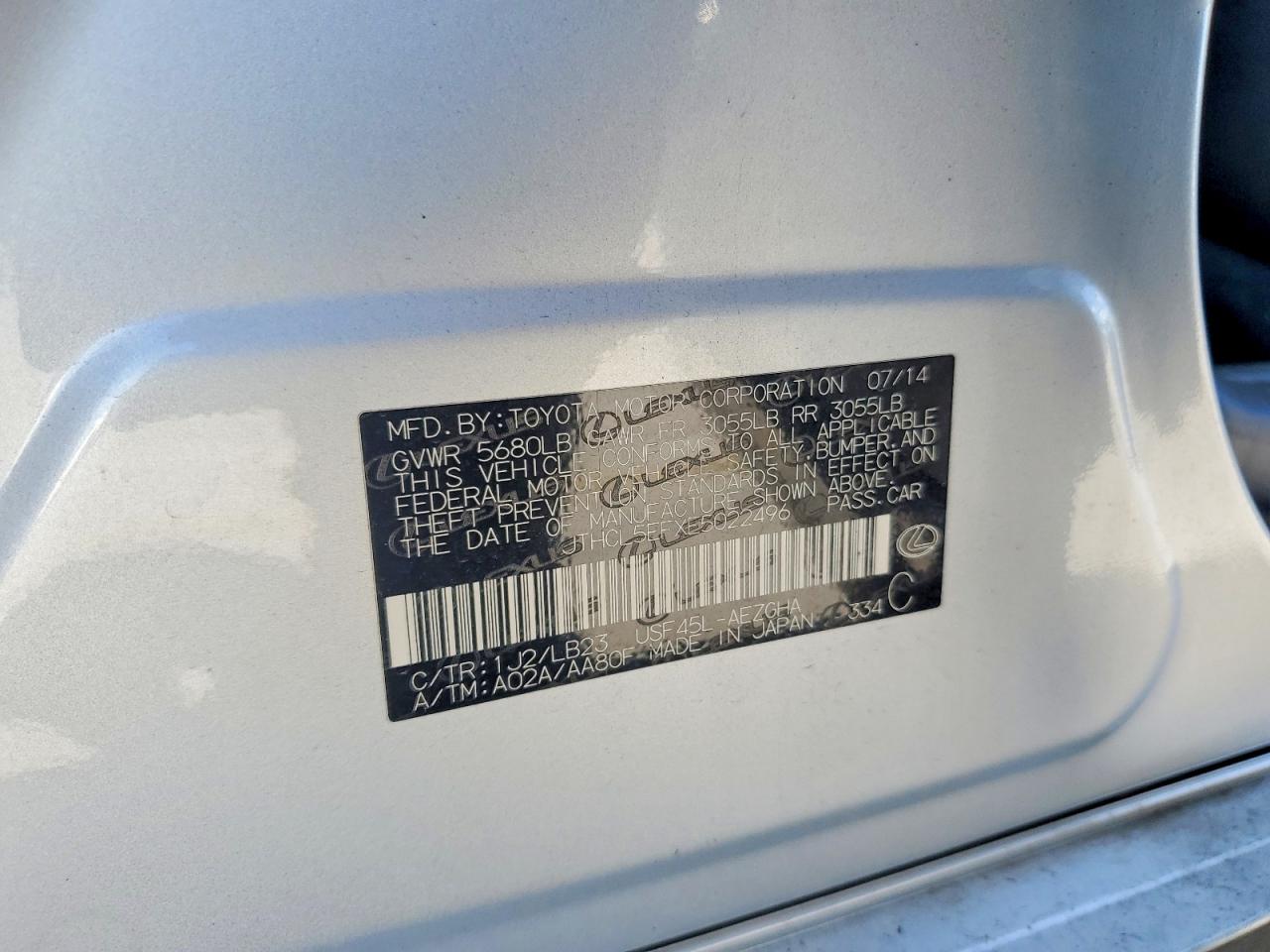 JTHCL5EFXE5022496 · 2014 LEXUS LS · 12/12