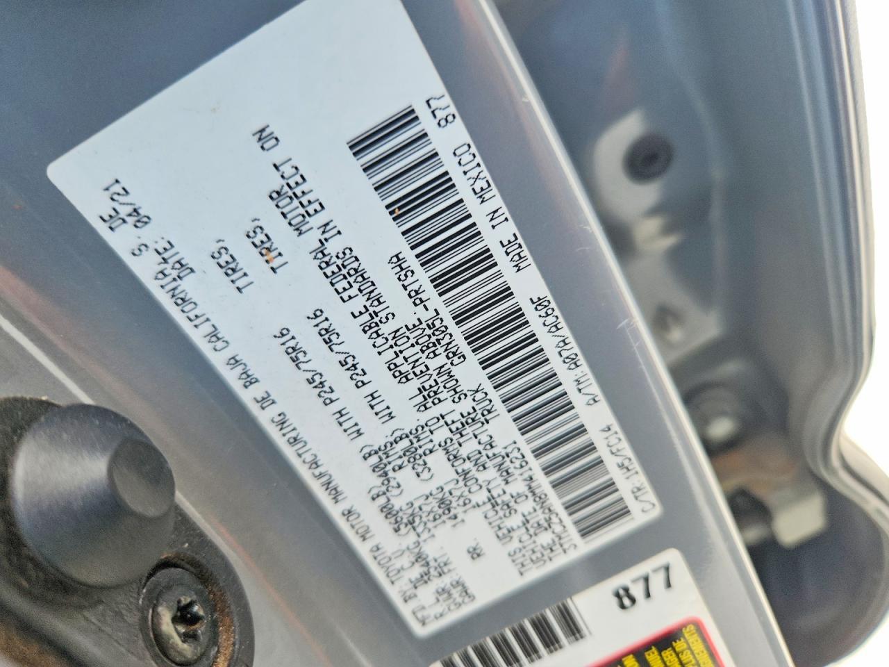 3TMCZ5AN8MM416231 · 2021 TOYOTA TACOMA · 12/12