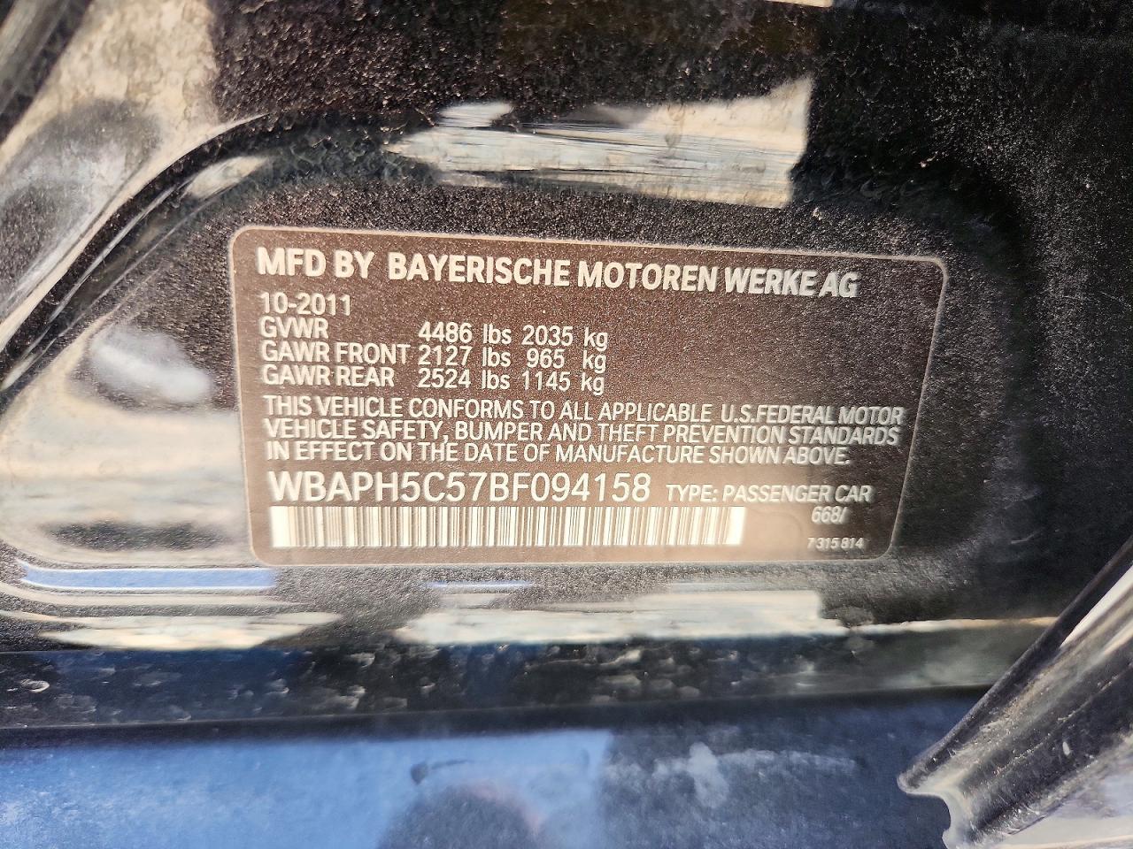WBAPH5C57BF094158 · 2011 BMW 328 · 12/12