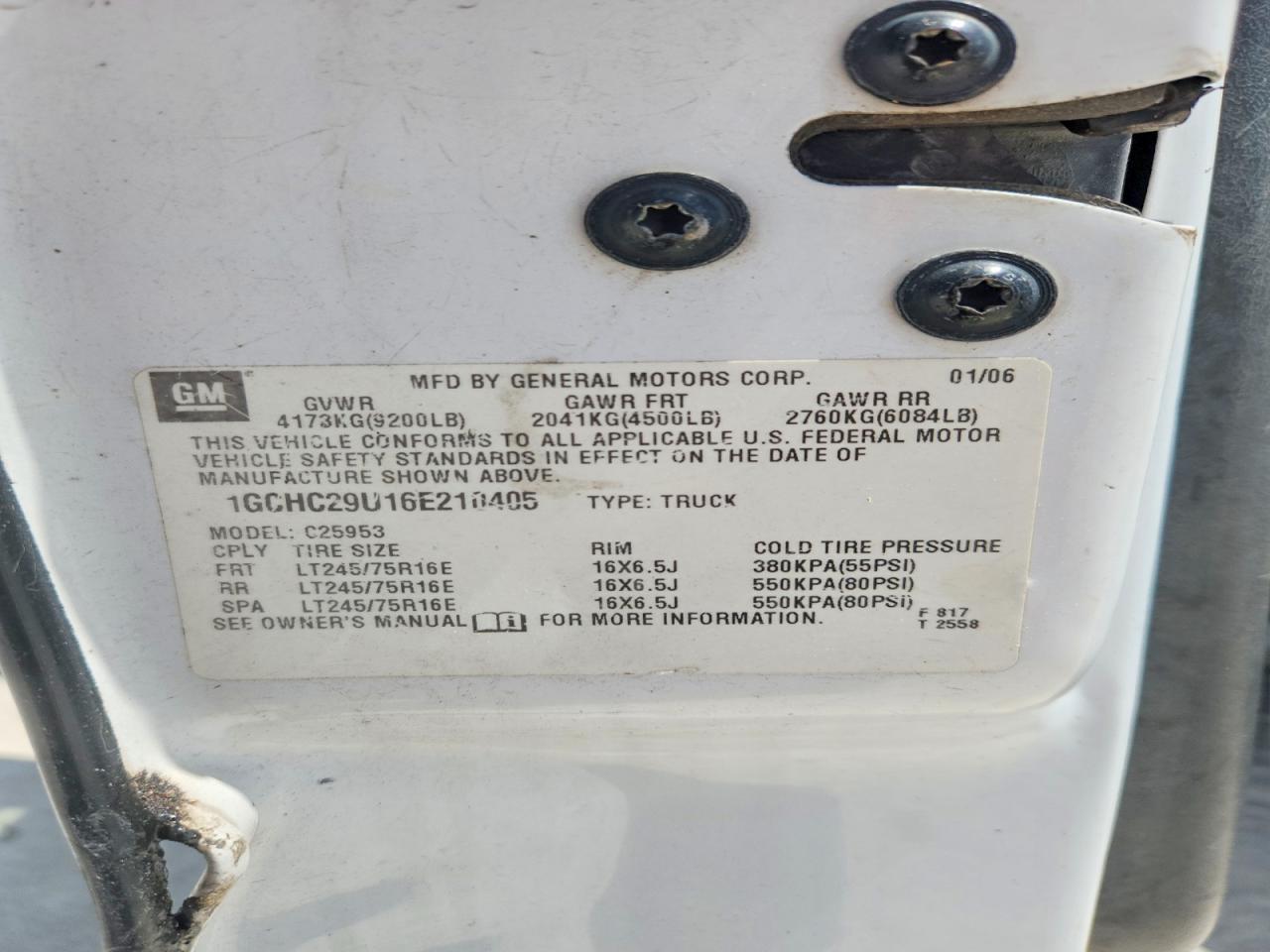 1GCHC29U16E210405 · 2006 CHEVROLET SILVERADO · 12/12