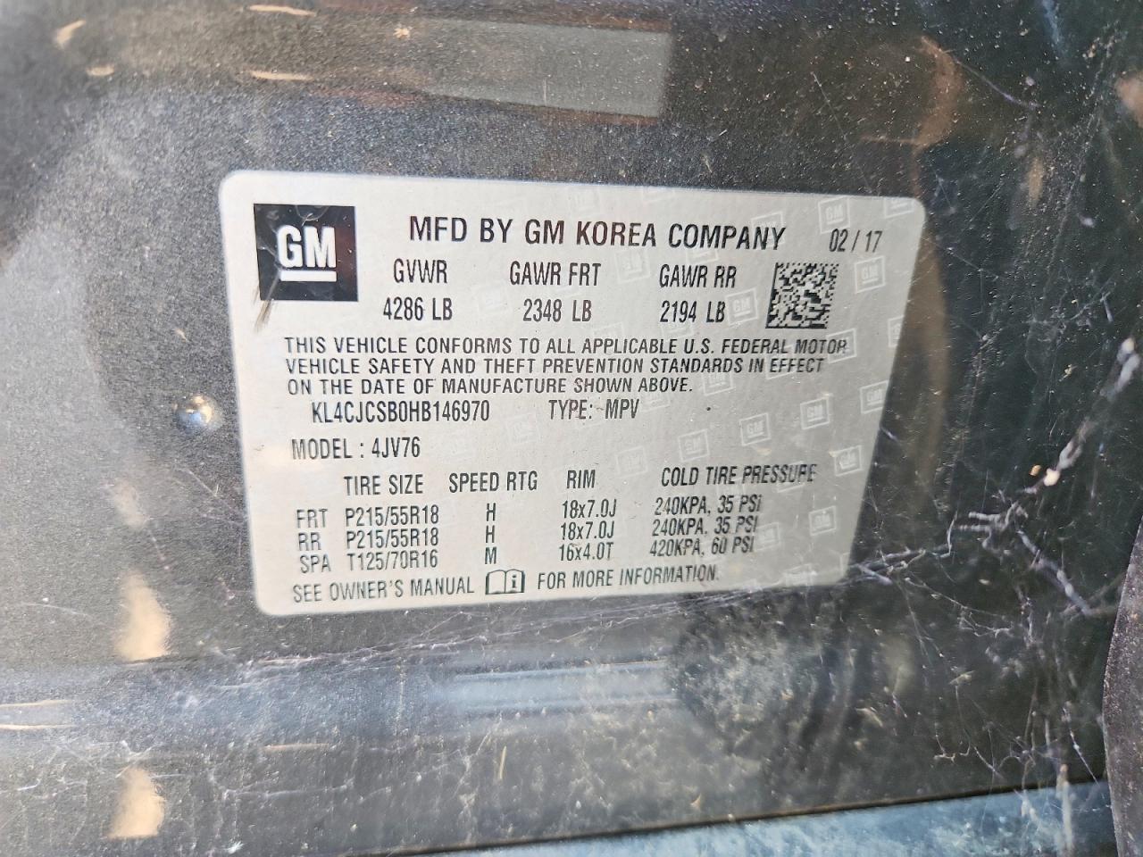 KL4CJCSB0HB146970 · 2017 BUICK ENCORE · 12/12
