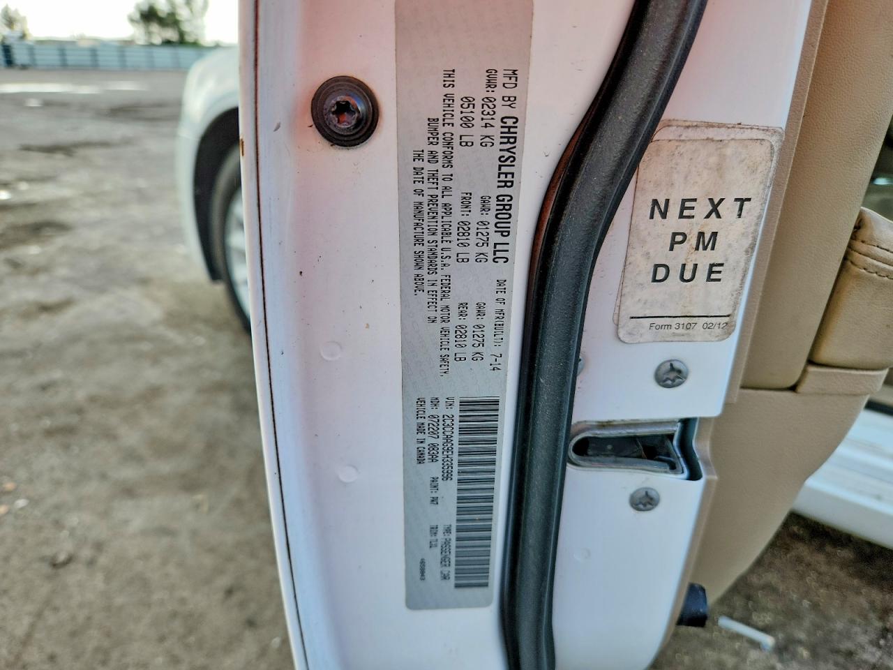 2C3CCAAG9EH335996 · 2014 CHRYSLER 300 · 12/12