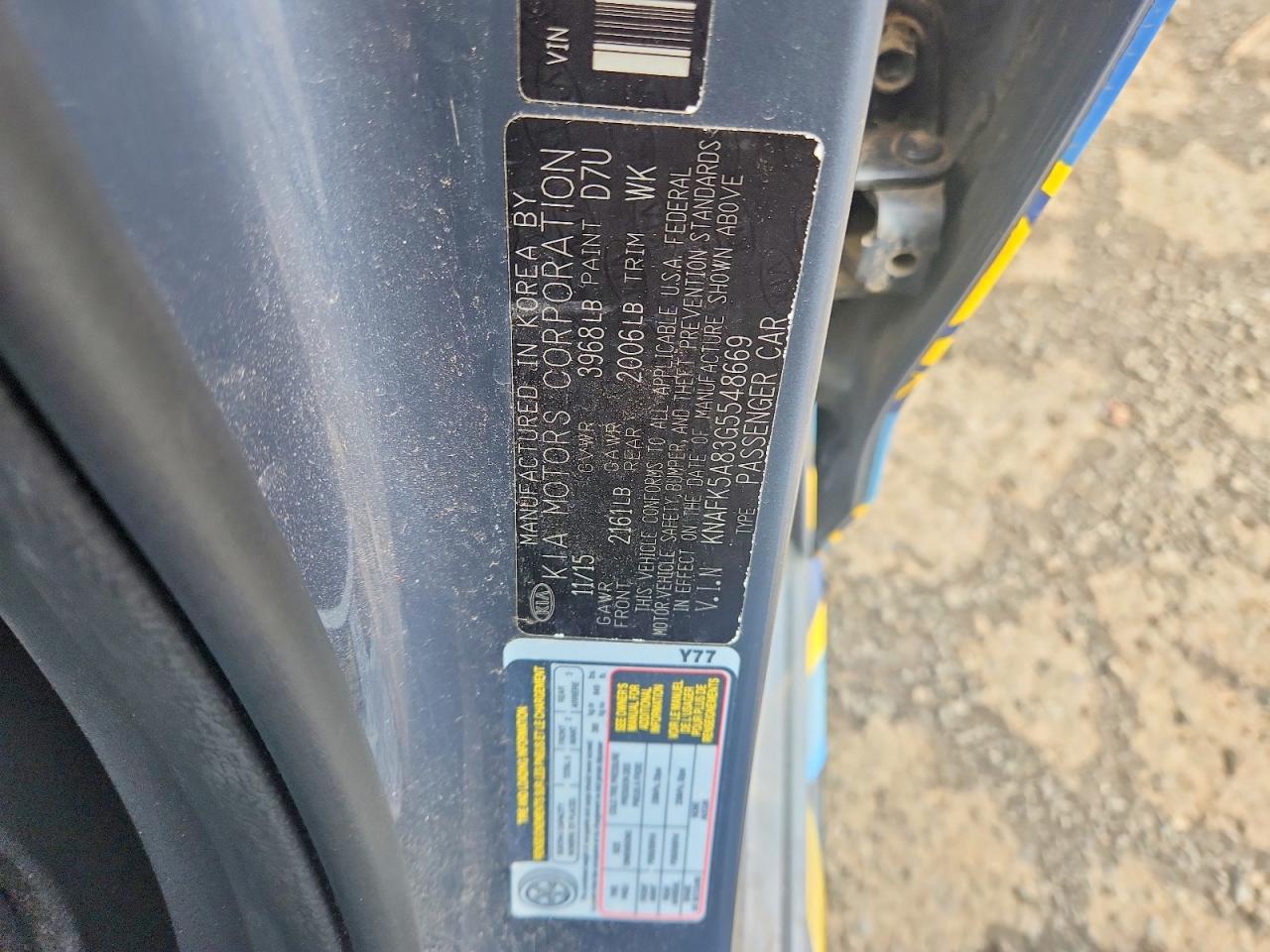 KNAFK5A83G5548669 · 2016 KIA FORTE5 · 12/12