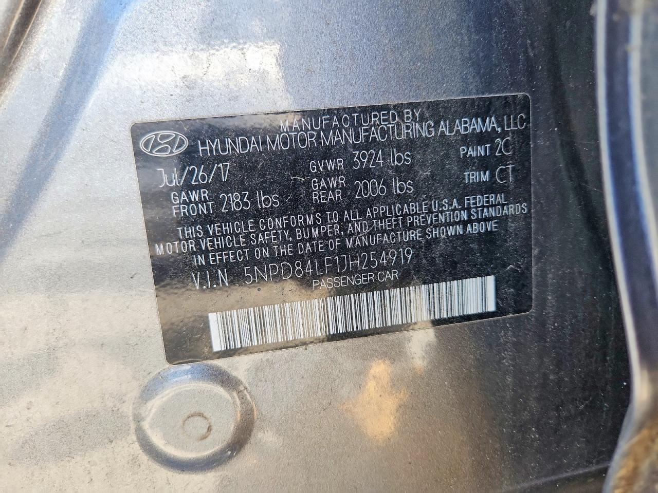 5NPD84LF1JH254919 · 2018 HYUNDAI ELANTRA · 12/12