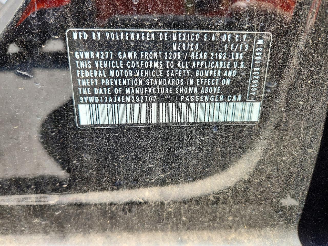 3VWD17AJ4EM392707 · 2014 VOLKSWAGEN JETTA · 12/12