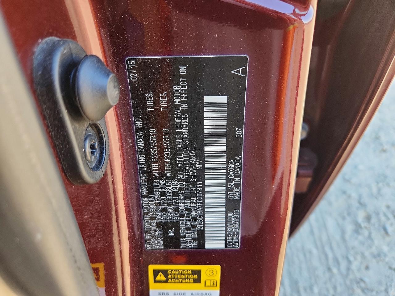 2T2BC1BA7FC007811 · 2015 LEXUS RX · 12/12