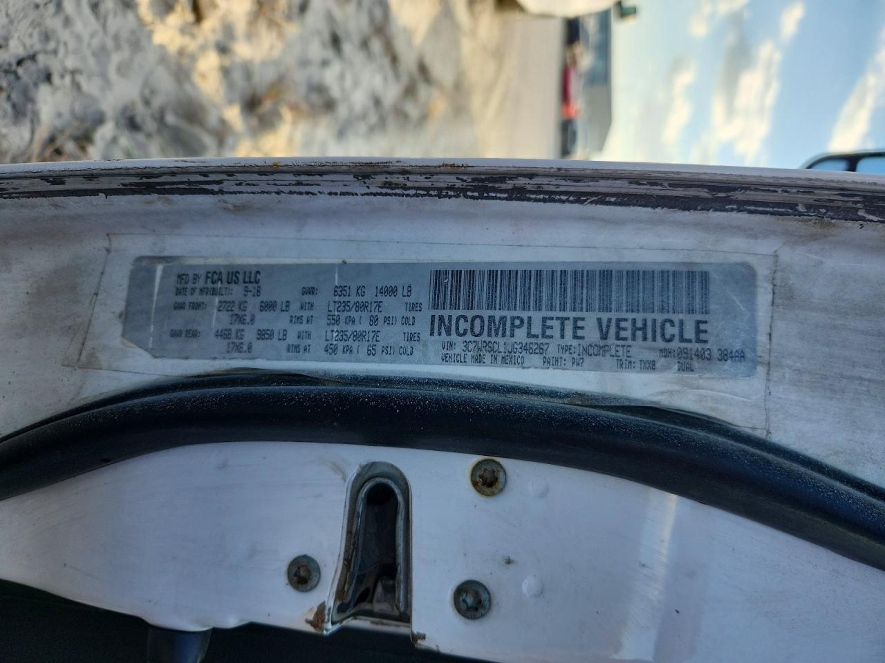 3C7WRSCL1JG346267 · 2018 RAM 3500 · 12/12