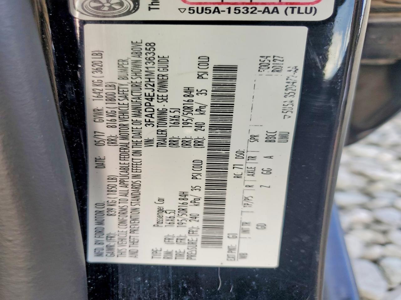3FADP4EJ2HM136358 · 2017 FORD FIESTA · 12/12
