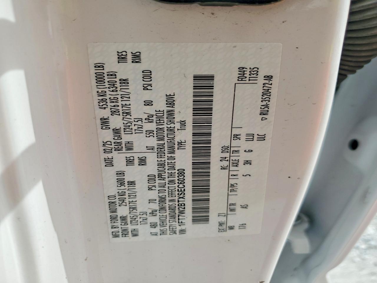 1FT7W2BTXSEC60380 · 2025 FORD F250 · 12/12