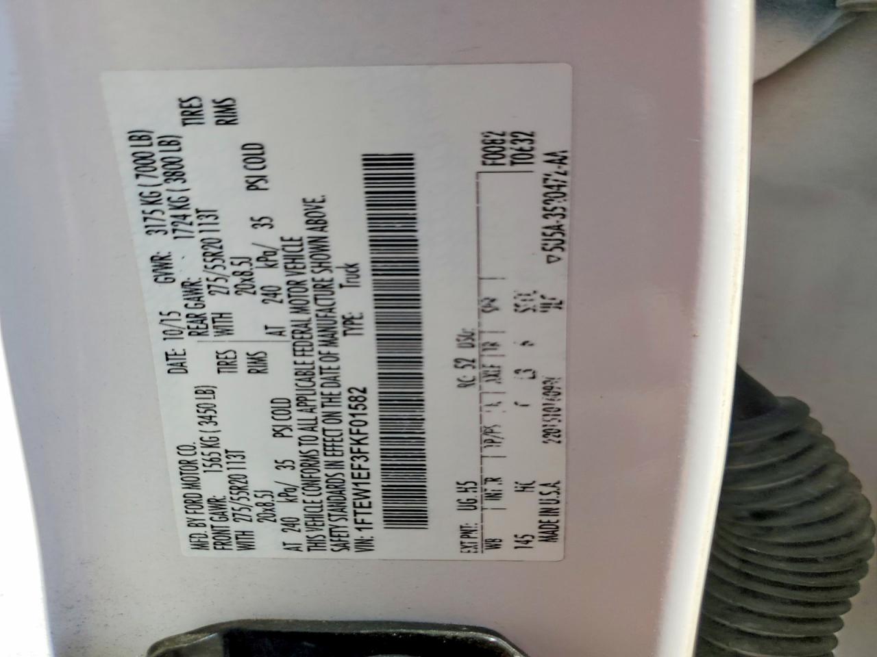 1FTEW1EF3FKF01582 · 2015 FORD F150 · 12/12