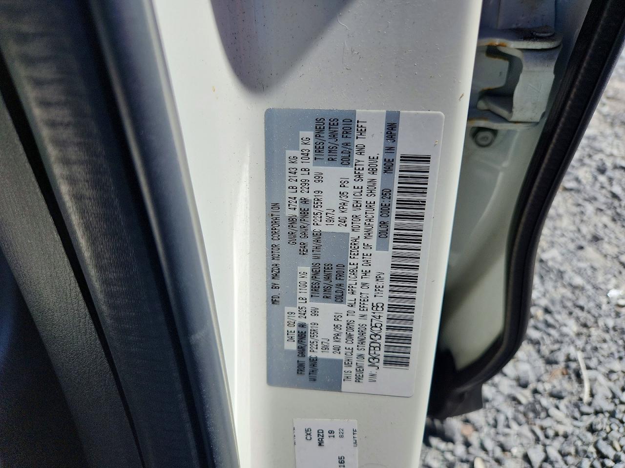 JM3KFBDM3K0574165 · 2019 MAZDA CX-5 · 12/12