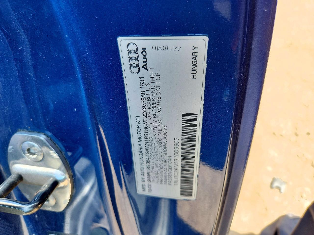 TRUTC28N031005607 · 2003 AUDI TT · 12/12