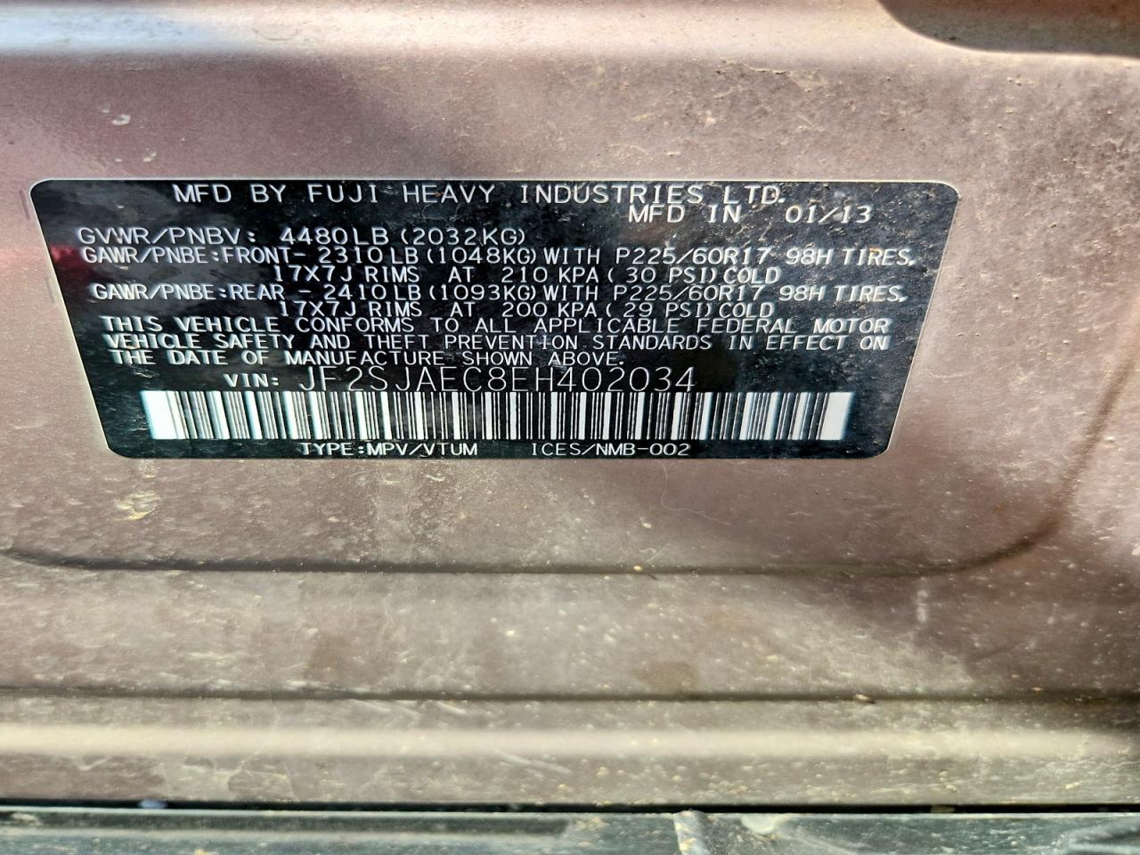 JF2SJAEC8EH402034 · 2014 SUBARU FORESTER · 12/12