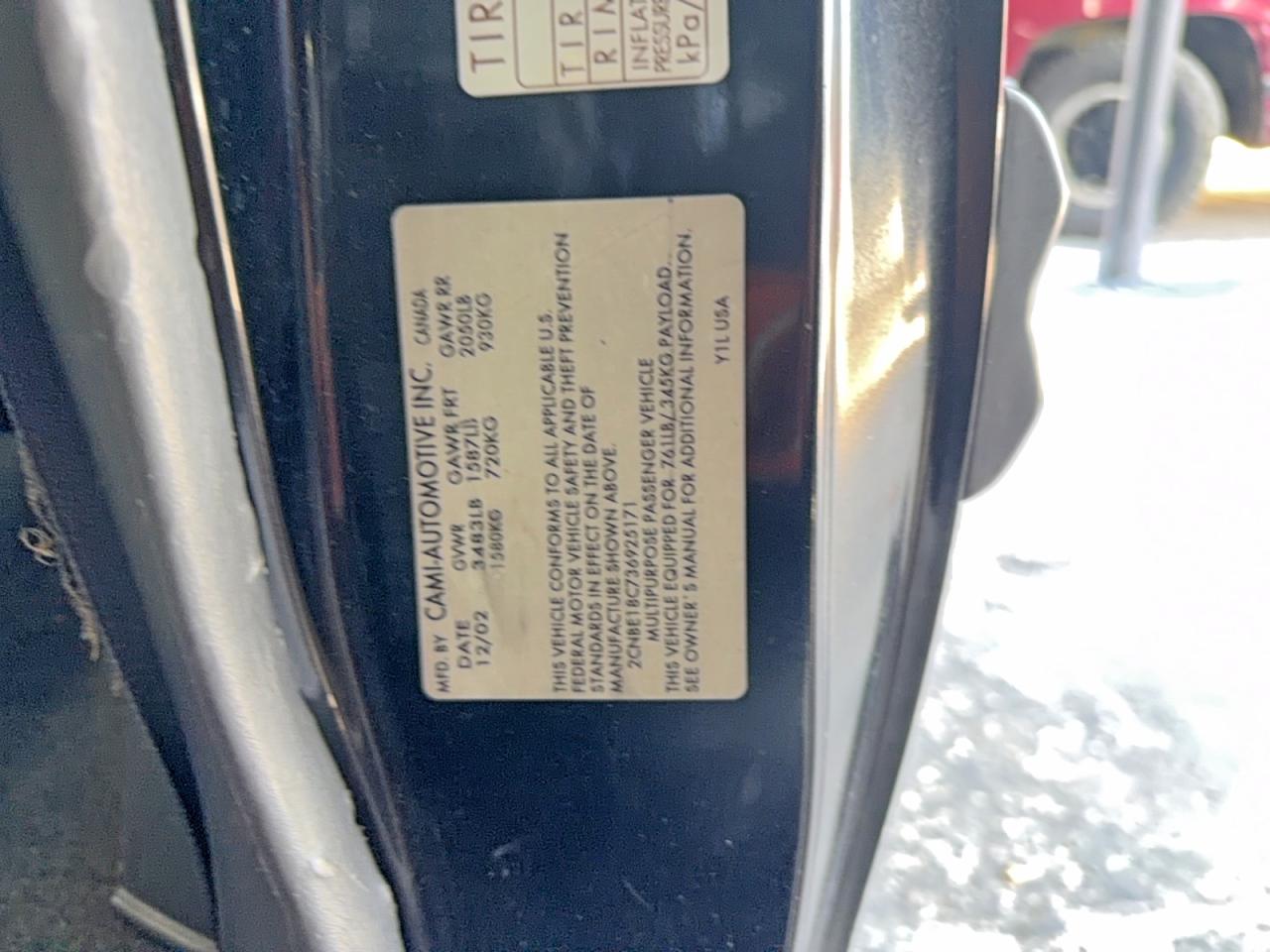 2CNBE18C736925171 · 2003 CHEVROLET TRACKER · 10/12